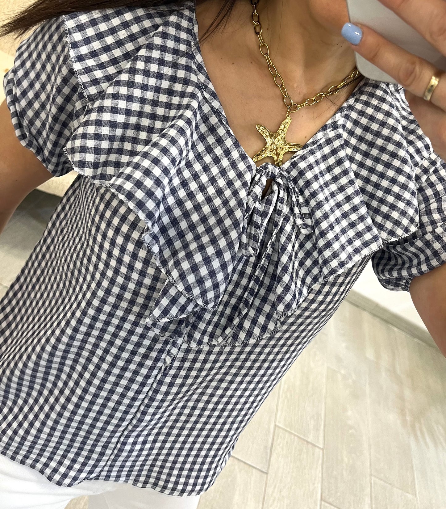 BLUSA VICHY AZUL MARINO