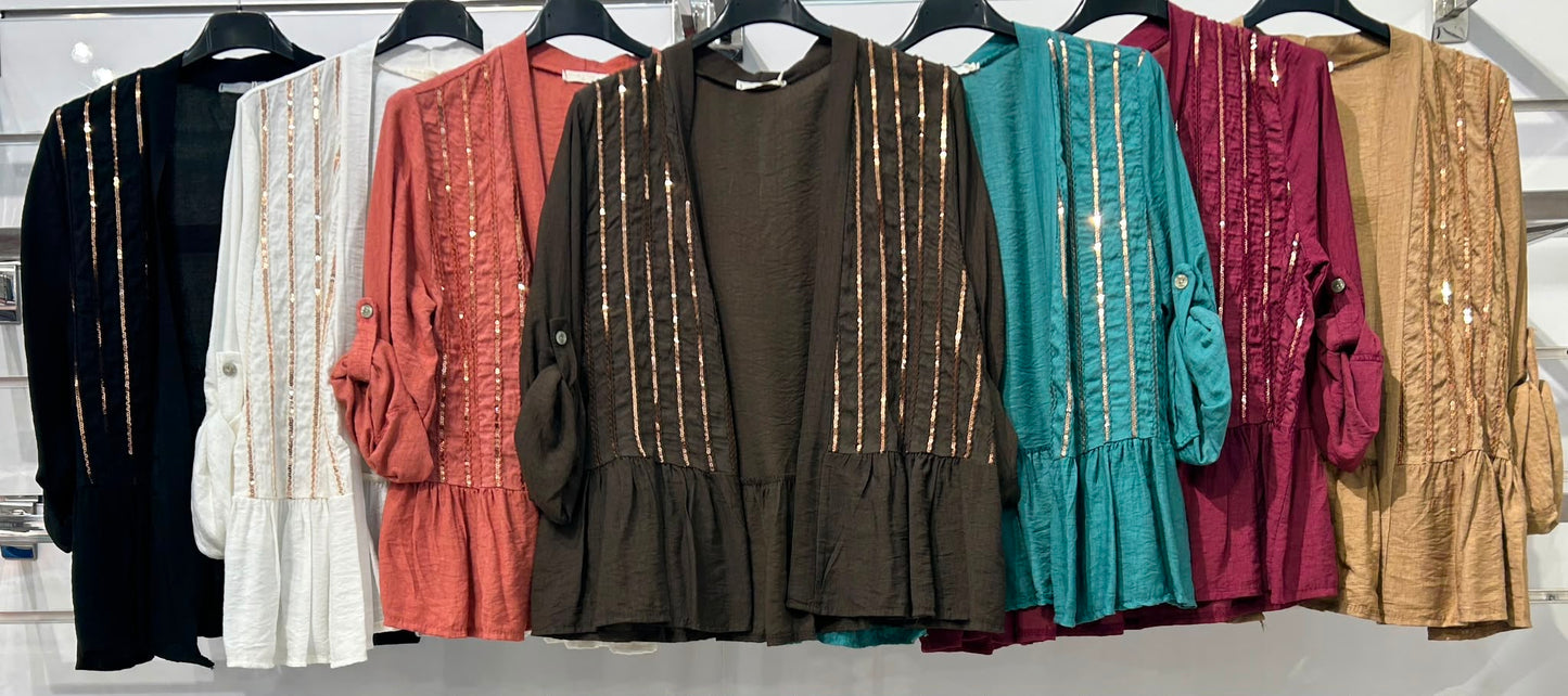 CHAQUETA DETALLE LENTEJUELAS EFECTO LINO