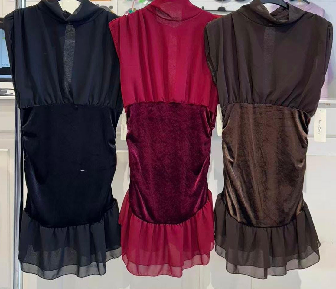 VESTIDO COMBINADO GASA TERCIOPELO