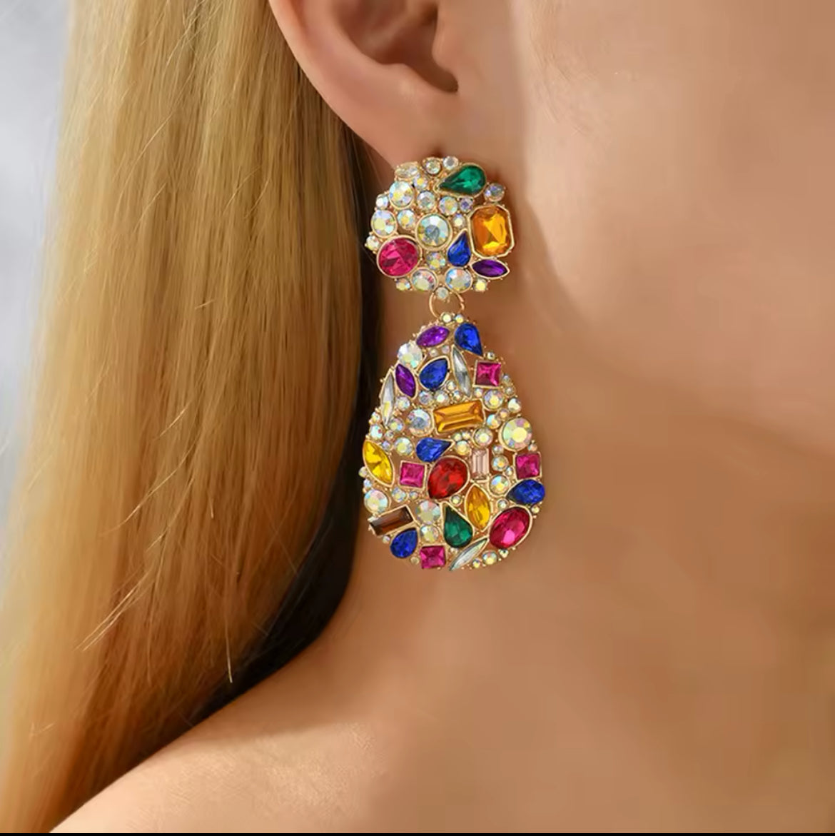 PENDIENTES LÁGRIMAS CRISTALES MULTICOLOR