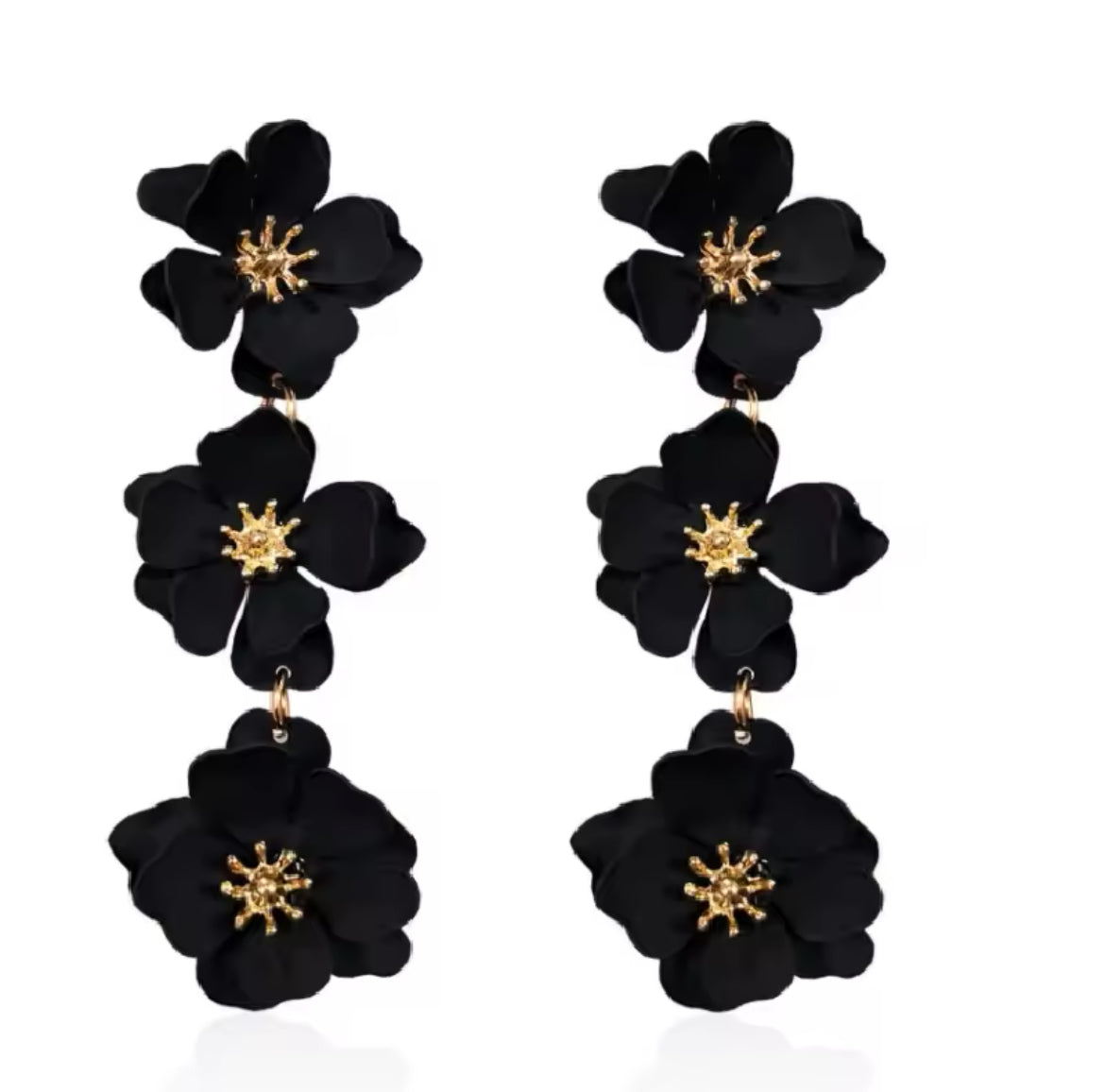 PENDIENTES FLORES NEGRO