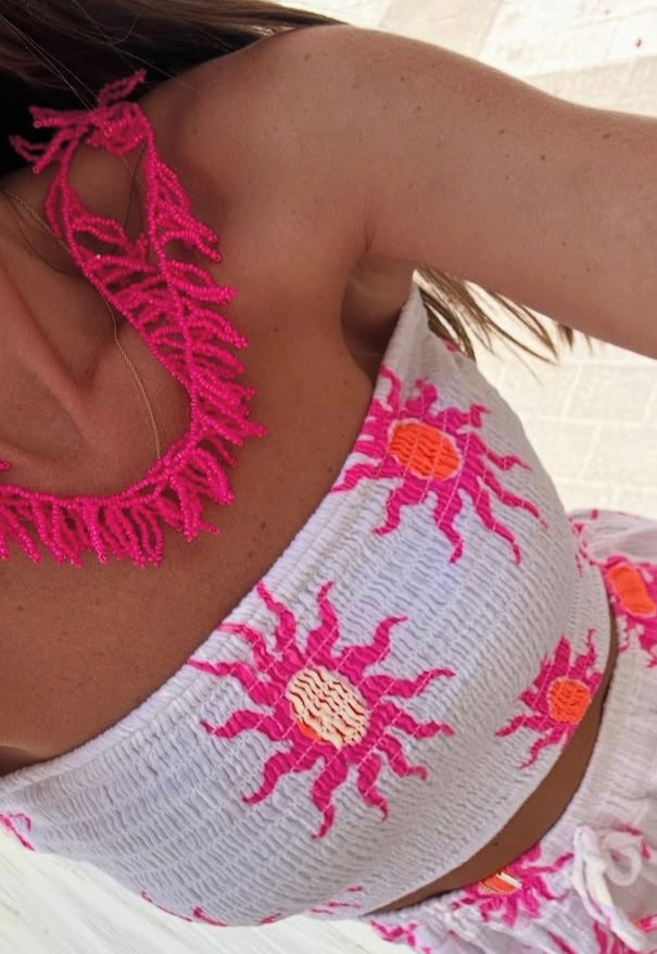 CONJUNTO SOLES LARGO TOP NIDO DE ABEJA