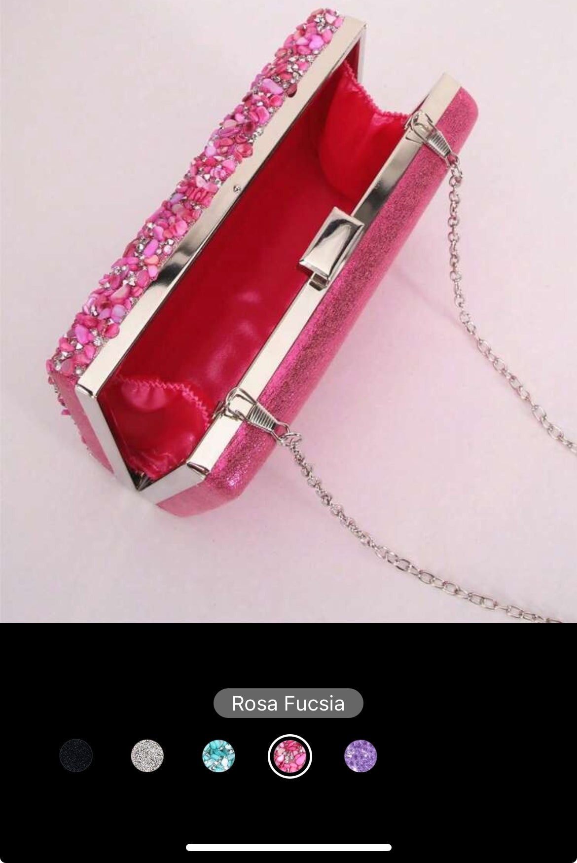 BOLSO DE FIESTA PIEDRAS FUCSIA