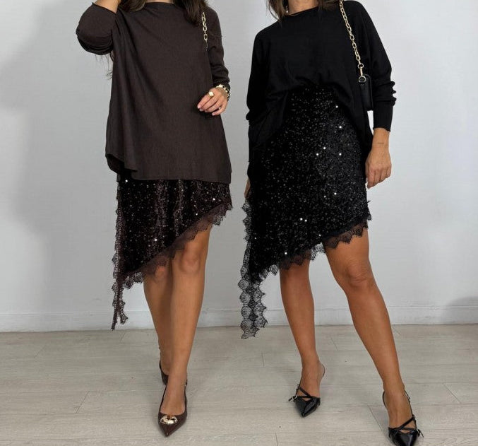 FALDA DE PICO TERCIOPELO LENTEJUELAS