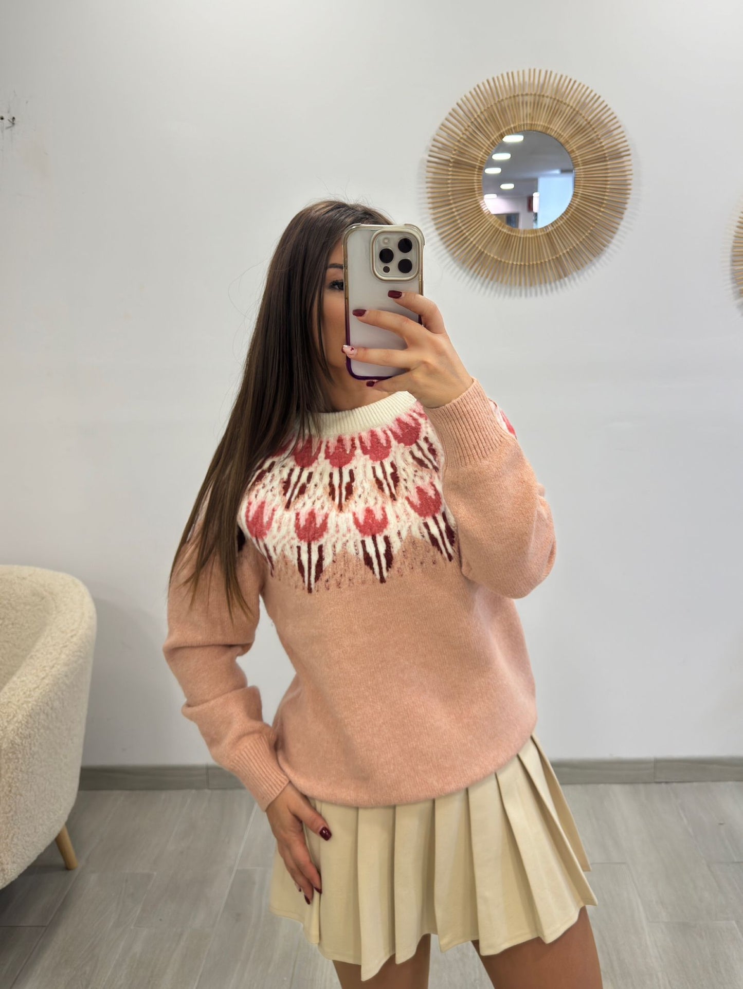 FALDA MINI TABLAS BEIGE