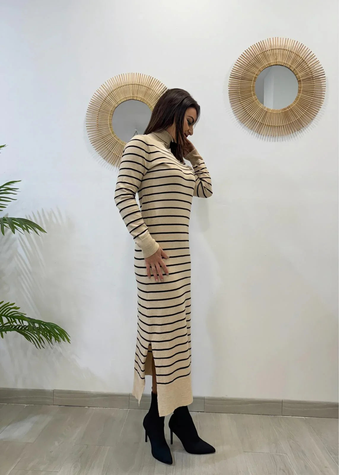 VESTIDO DE PUNTO RAYAS CUELLO VUELTO - Lolitas