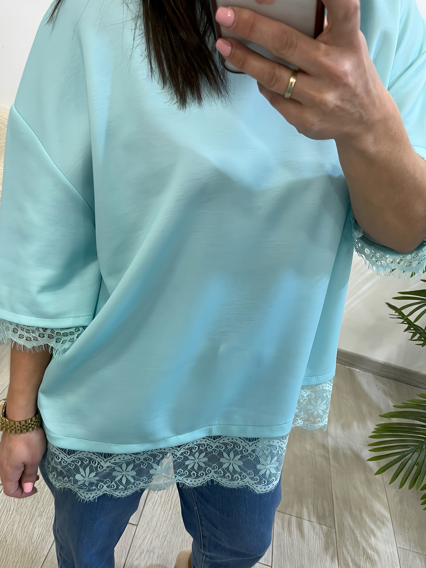 CAMISETA PUNTILLA AGUAMARINA