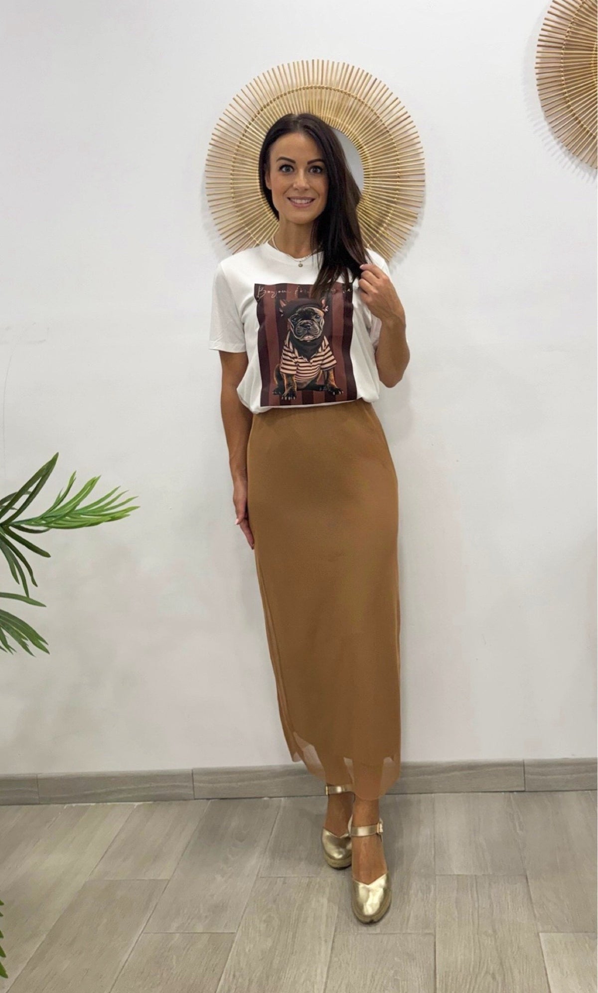 FALDA TULL CAMEL