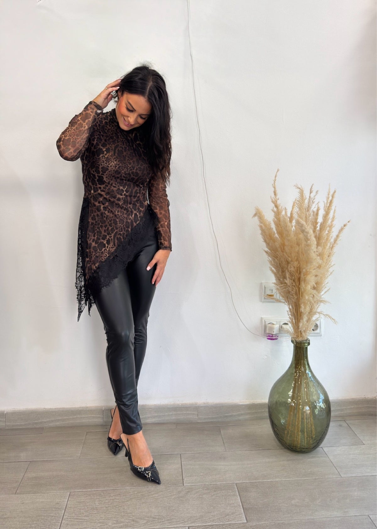 TOP TULL PUNTILLA ANIMAL PRINT