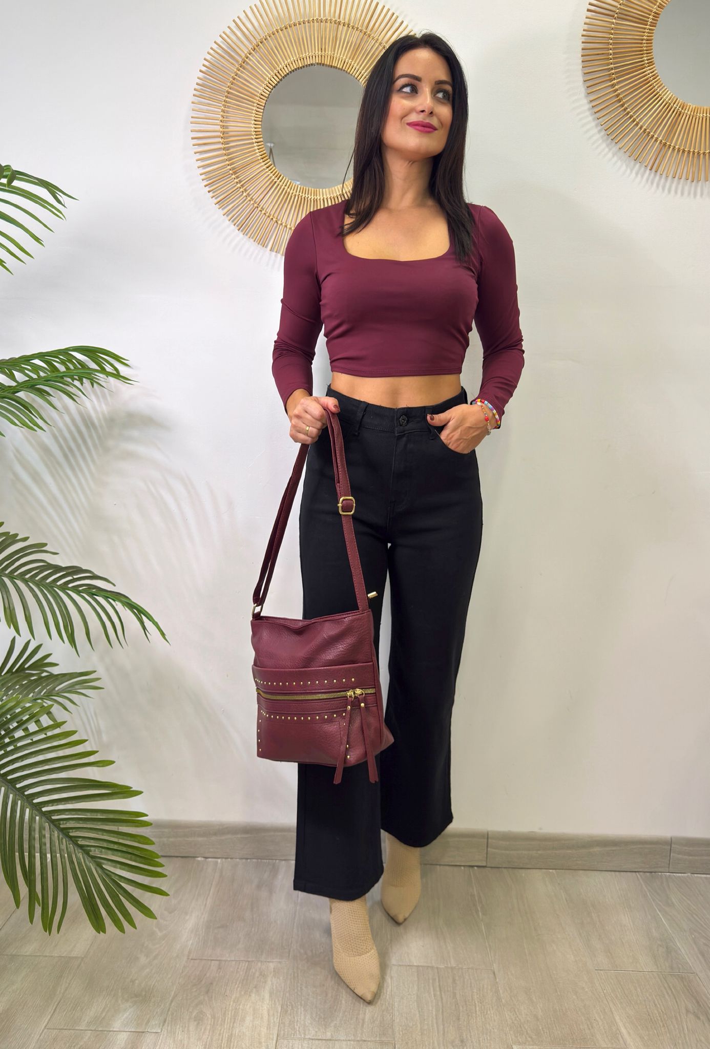 TOP CROP MANGA LARGA