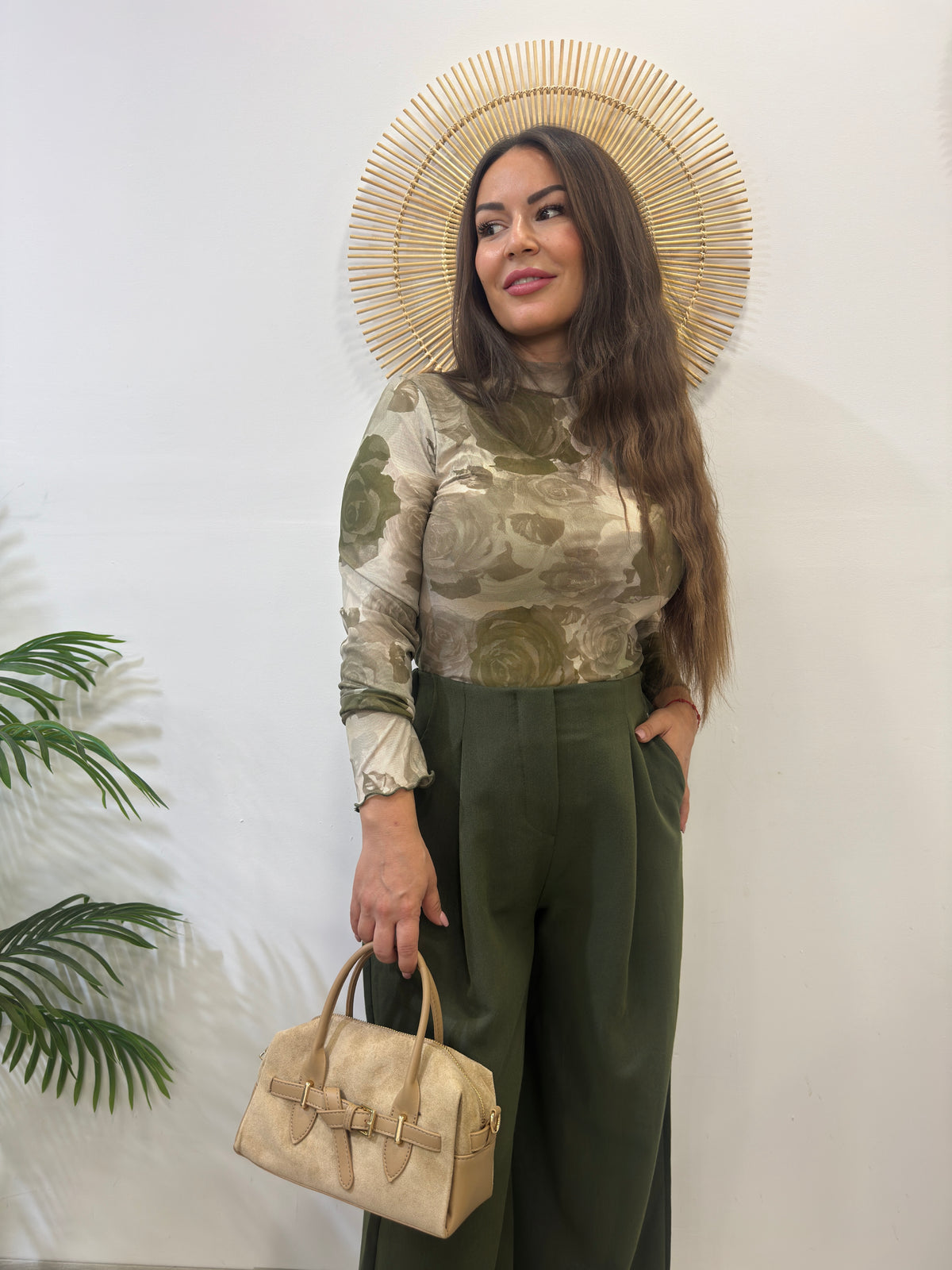 TOP TULL FLOR VERDE