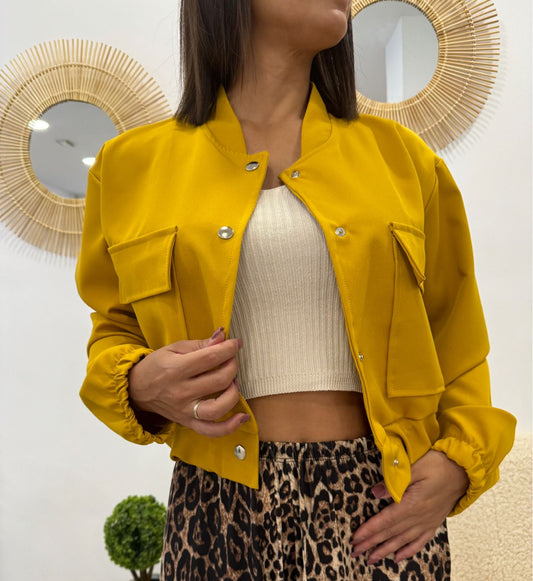 CHAQUETA BOMBER MOSTAZA