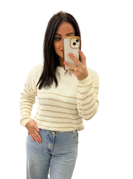 JERSEY PUNTO SUAVE RAYAS BEIGE