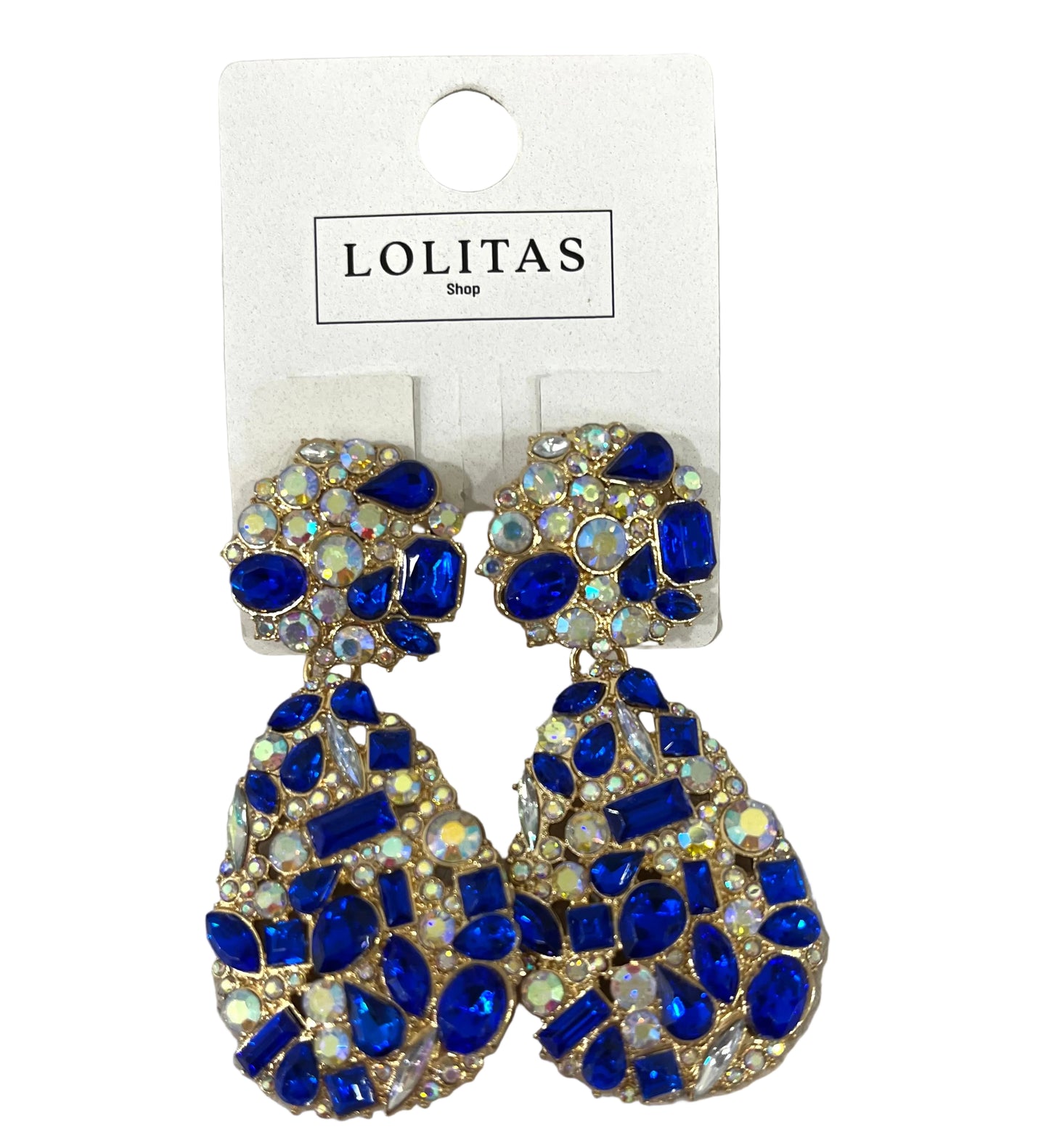 PENDIENTES LÁGRIMA CRISTAL AZUL