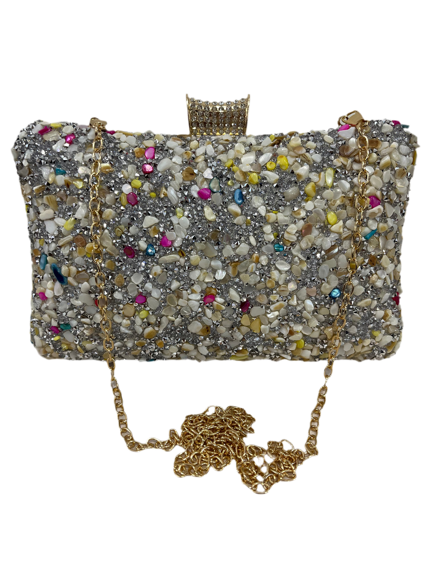 BOLSO CLUTCH PIEDRAS MULTICOLOR