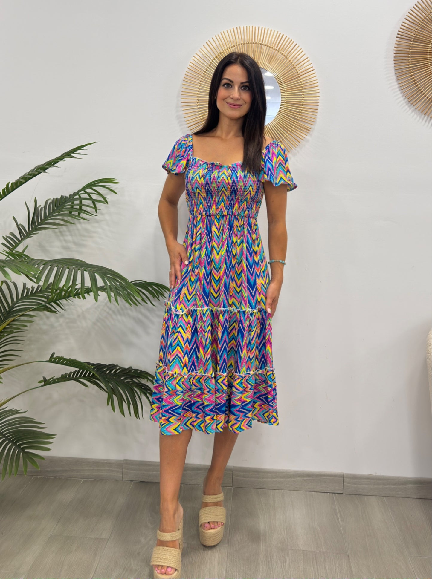 VESTIDO MULTICOLOR AZUL
