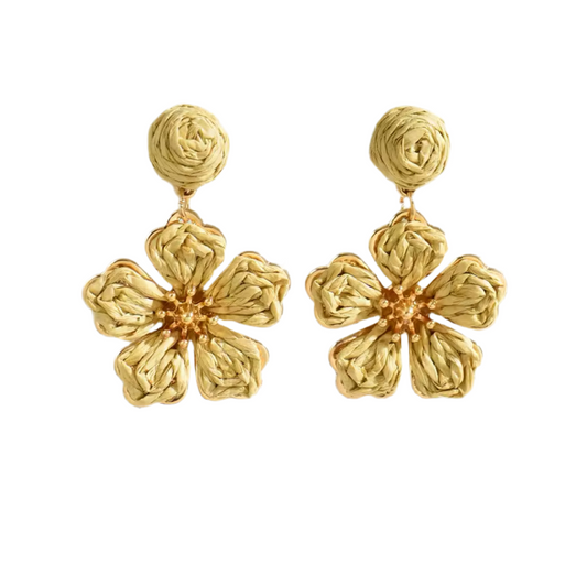 PENDIENTES FLOR RAFIA