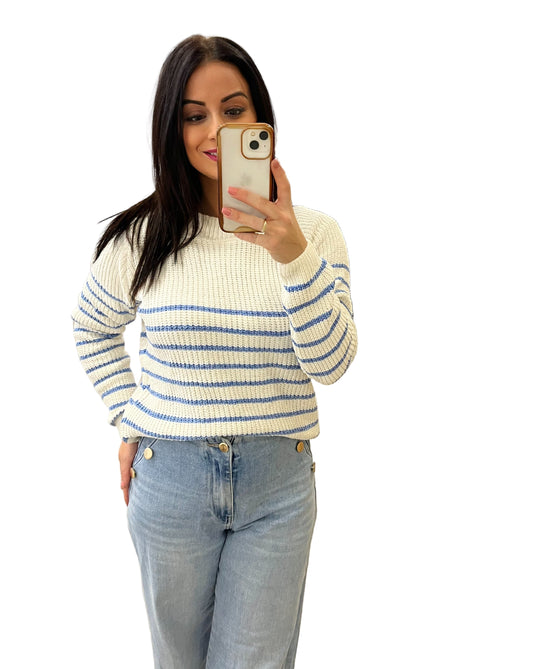 JERSEY PUNTO SUAVE RAYAS CELESTE