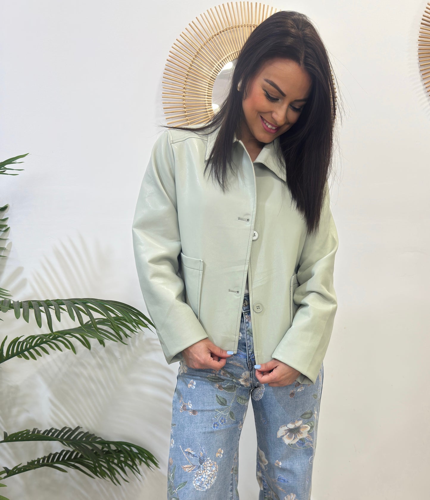 CHAQUETA POLIPIEL VERDE MENTA