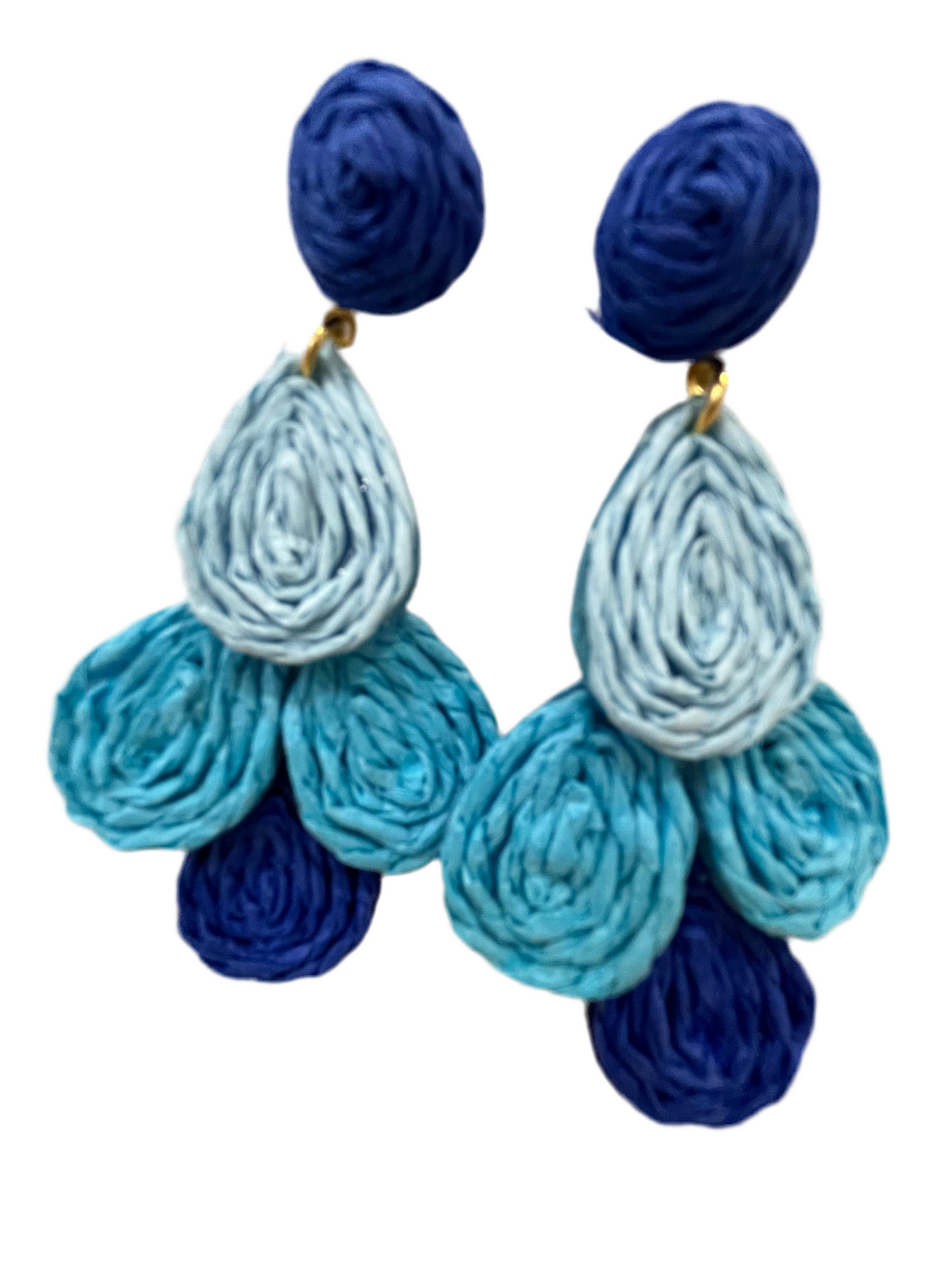 PENDIENTES RAFIA PÉTALOS AZUL