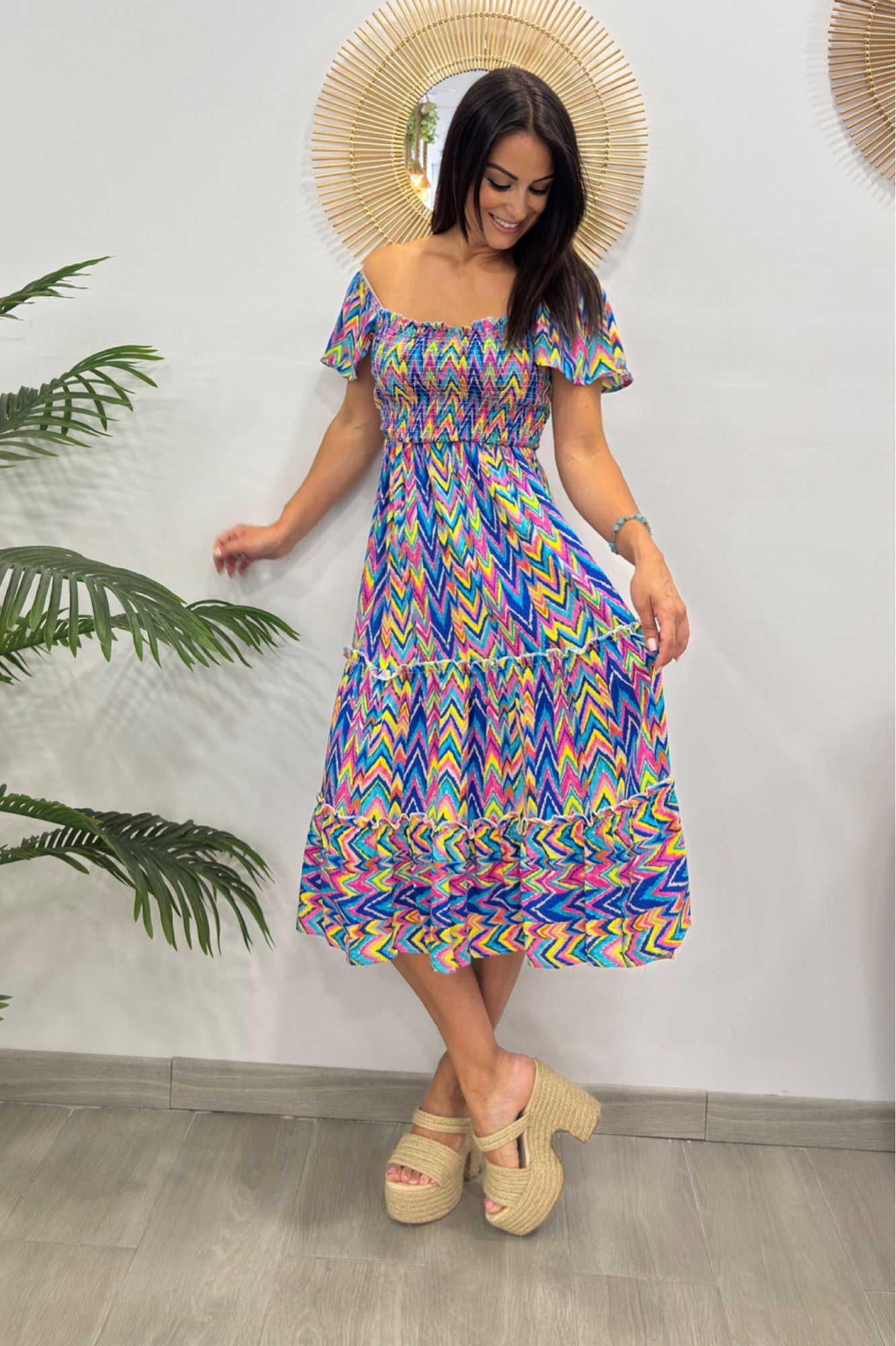 VESTIDO MULTICOLOR AZUL