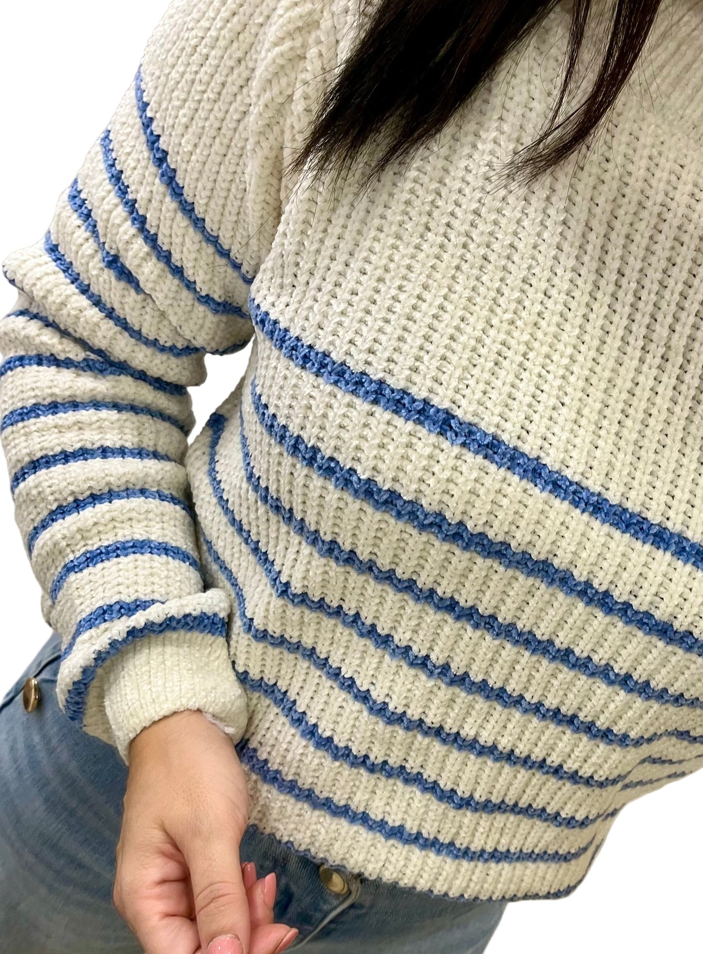 JERSEY PUNTO SUAVE RAYAS CELESTE