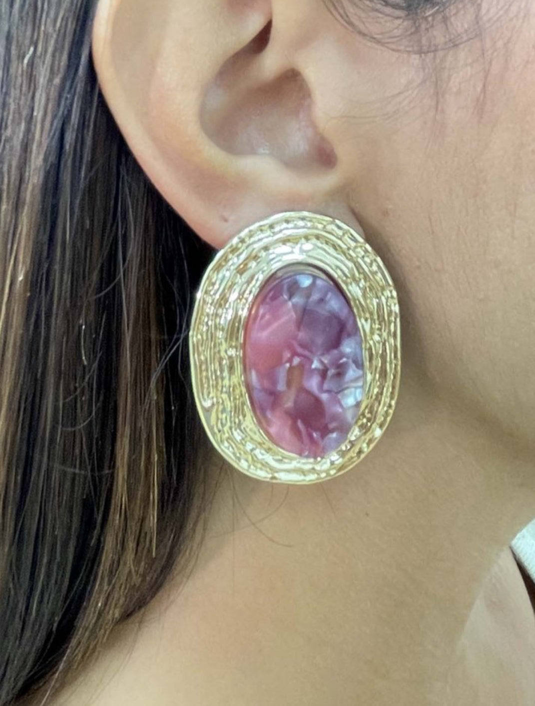 PENDIENTES ÓVALO PIEDRA - Lolitas