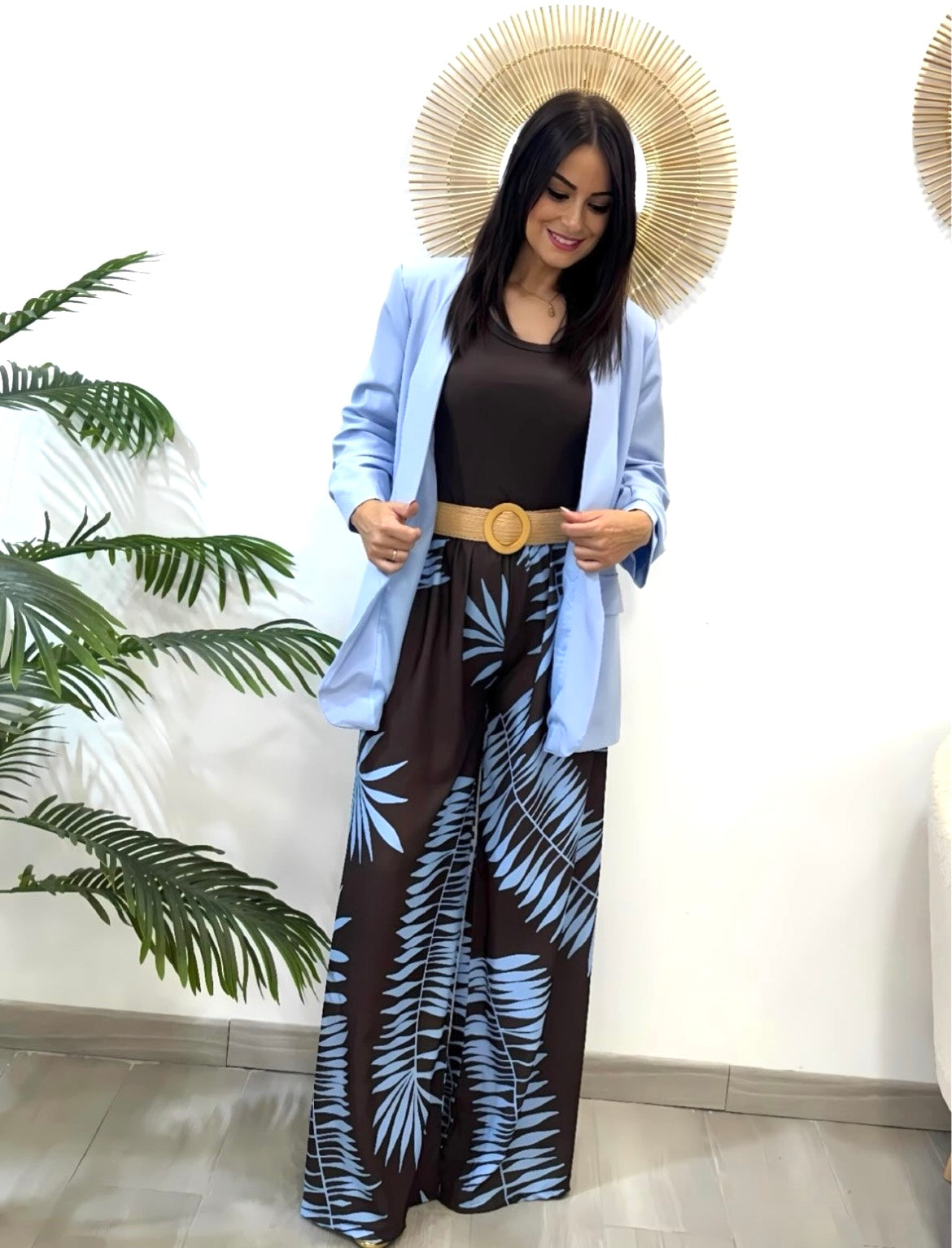 BLAZER CELESTE MANGA FRUNCIDA