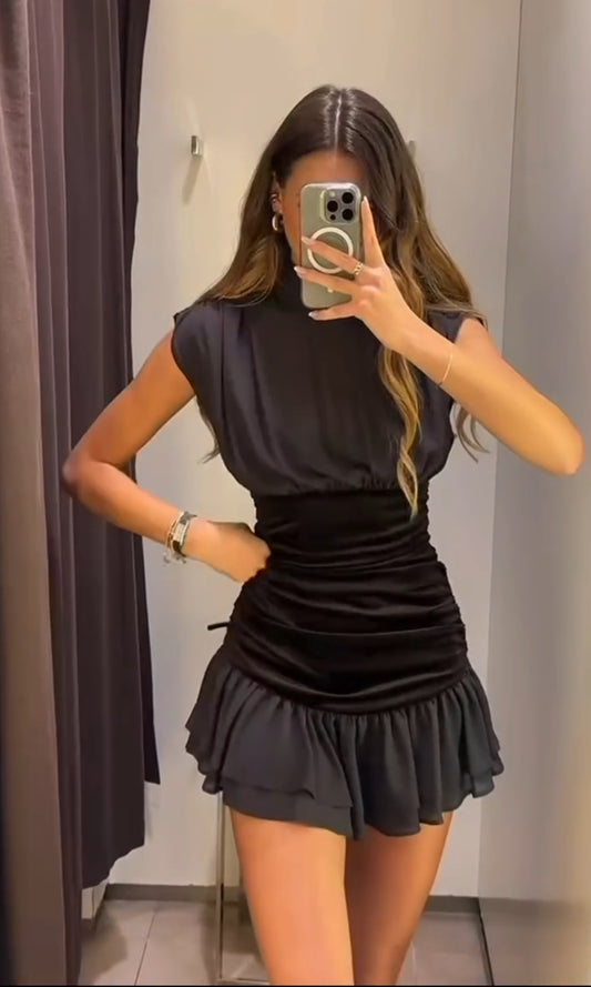 VESTIDO COMBINADO GASA TERCIOPELO