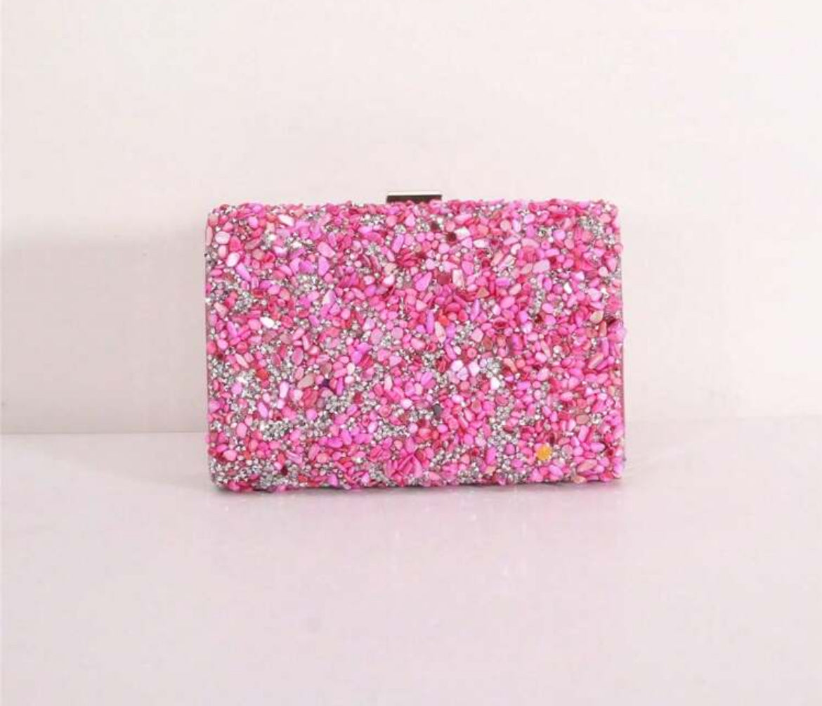 BOLSO DE FIESTA PIEDRAS FUCSIA