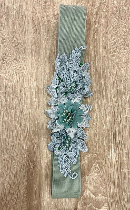 CINTURÓN FLORES VERDE
