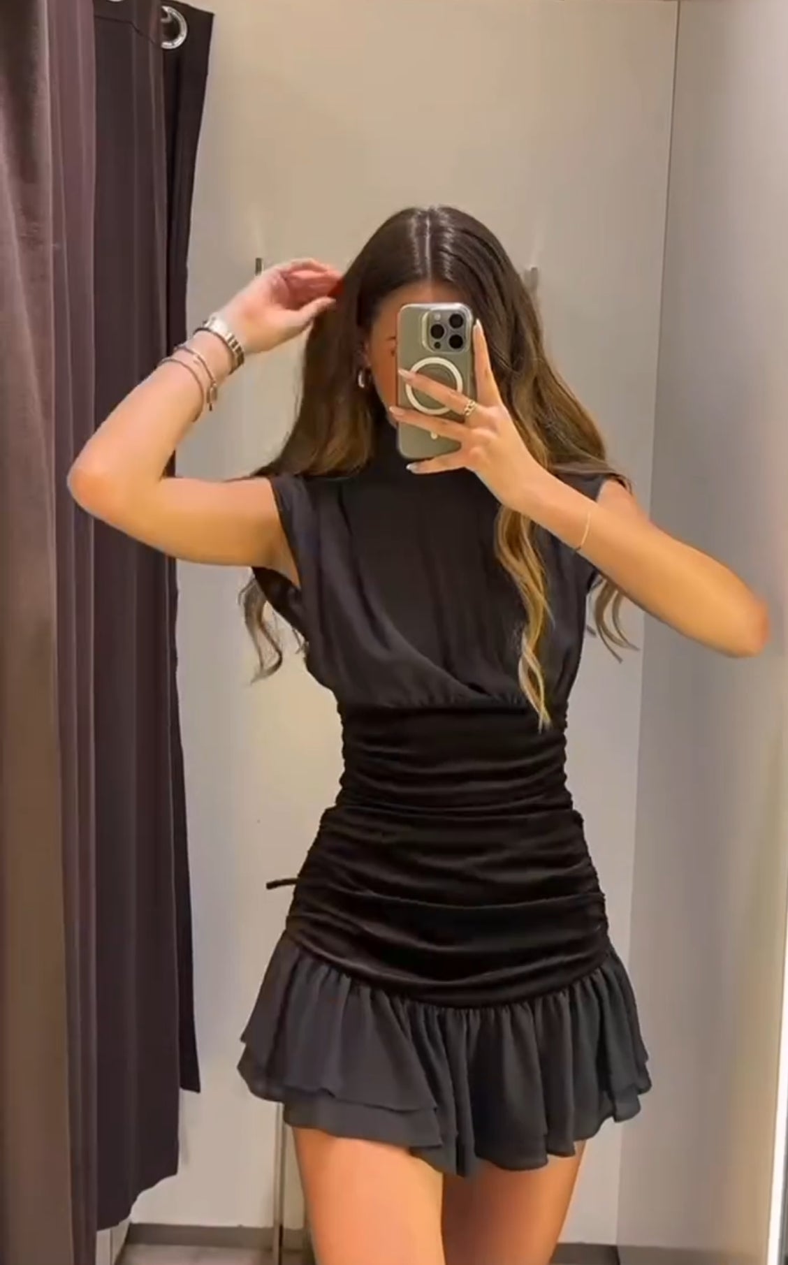 VESTIDO COMBINADO GASA TERCIOPELO