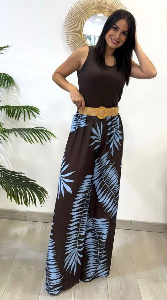 PANTALÓN HOJAS AZUL