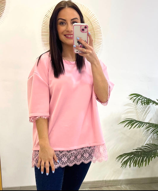 CAMISETA PUNTILLA ROSA