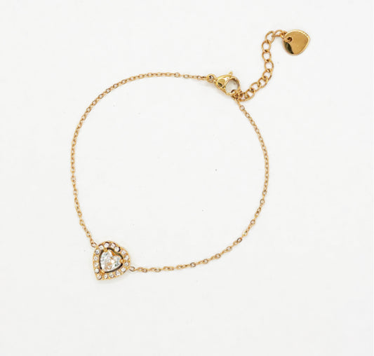 PULSERA ACERO CORAZÓN BRILLO