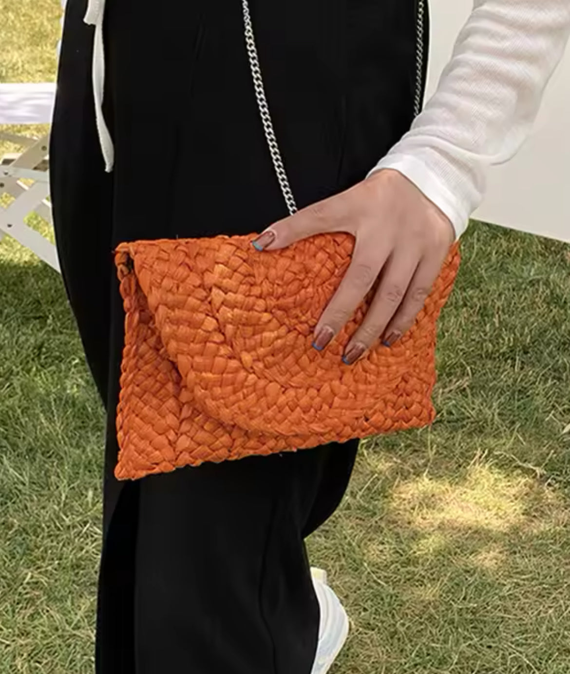 BOLSO DE MANO RAFIA NARANJA