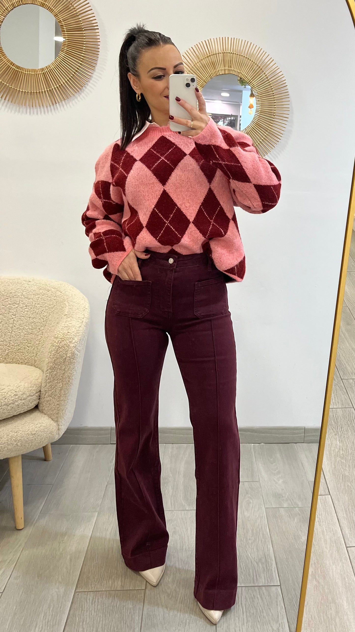 JEANS FLARED BURDEOS