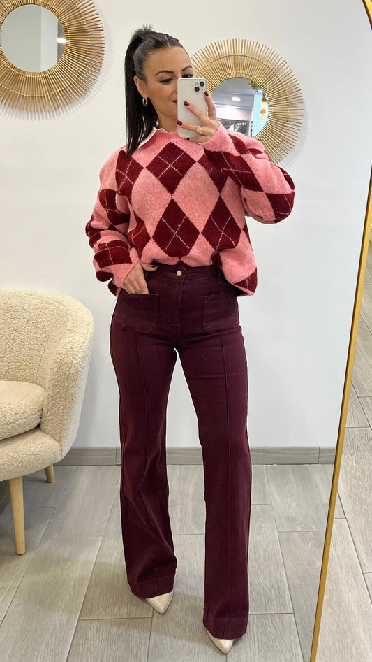 JEANS FLARED BURDEOS