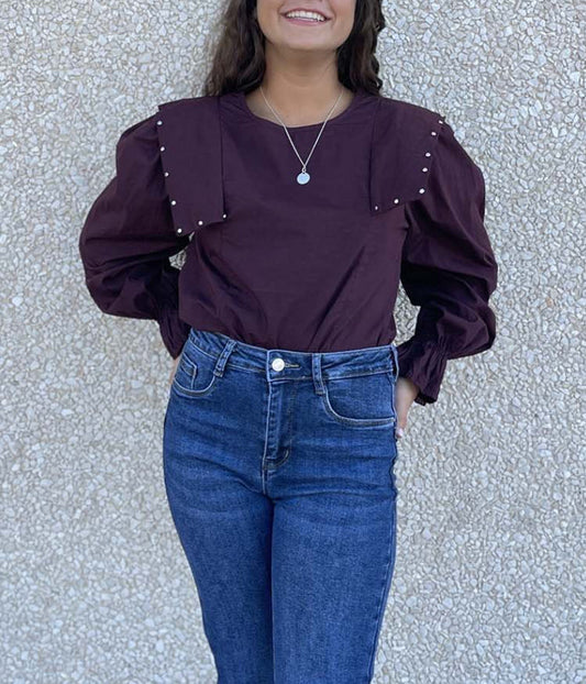 BLUSA TACHAS BURDEOS - Lolitas