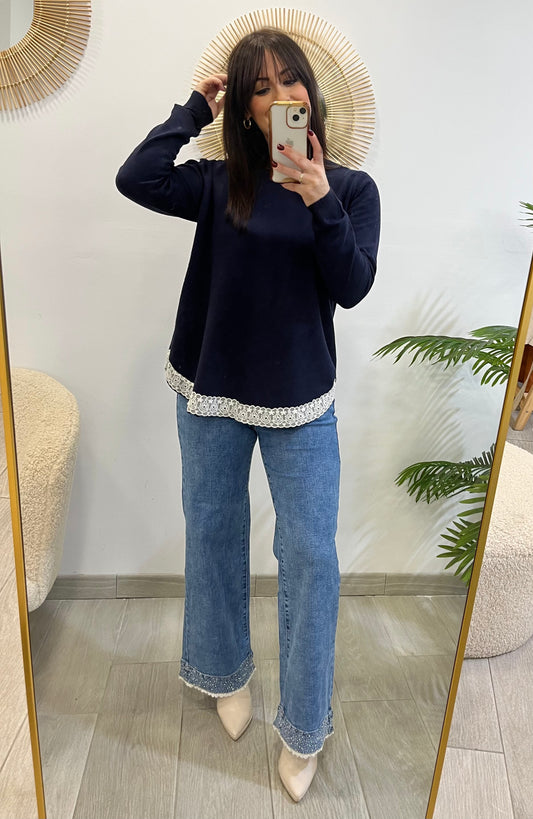 JEANS BAJO STRASS PUNTILLA