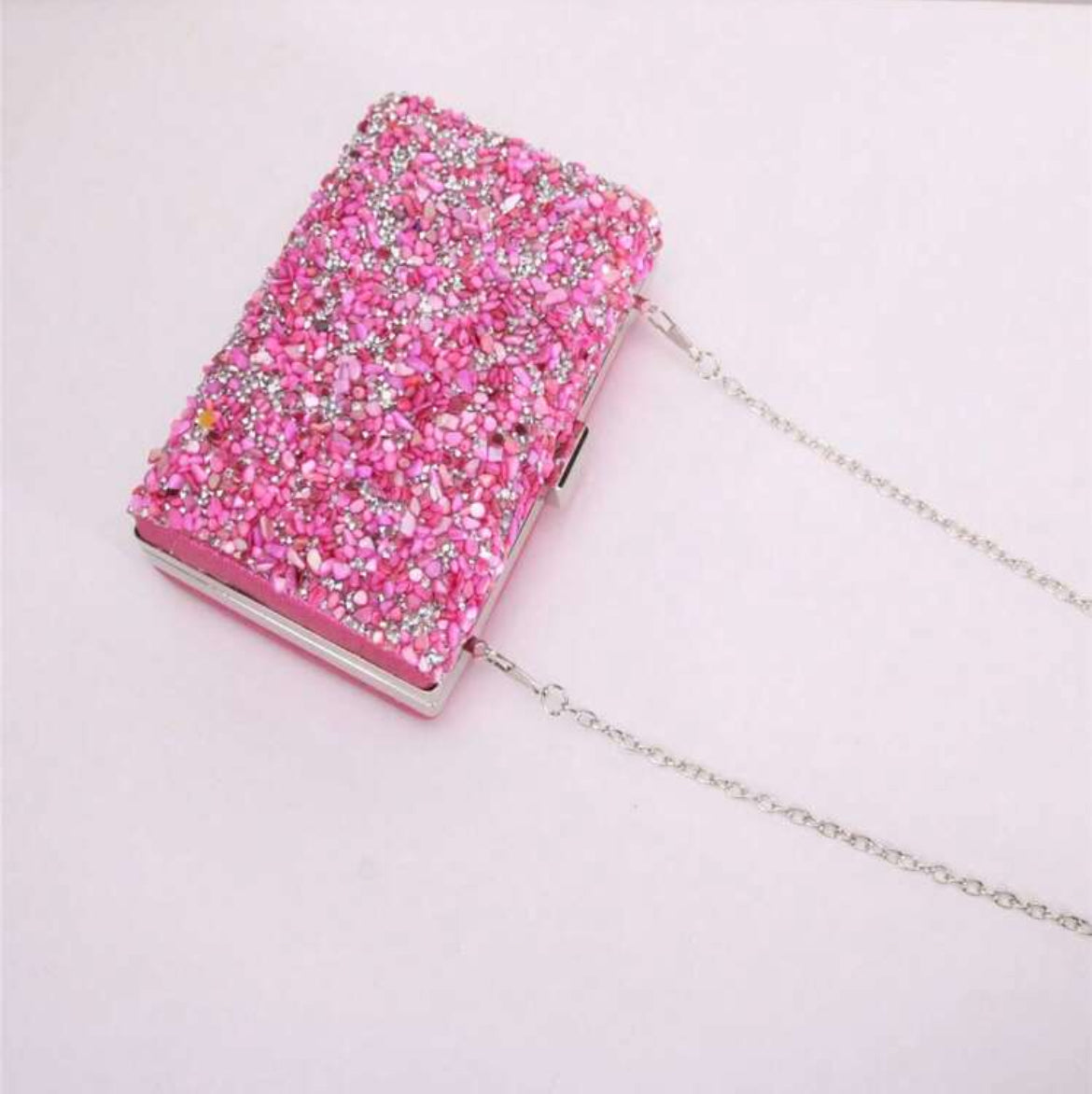BOLSO DE FIESTA PIEDRAS FUCSIA