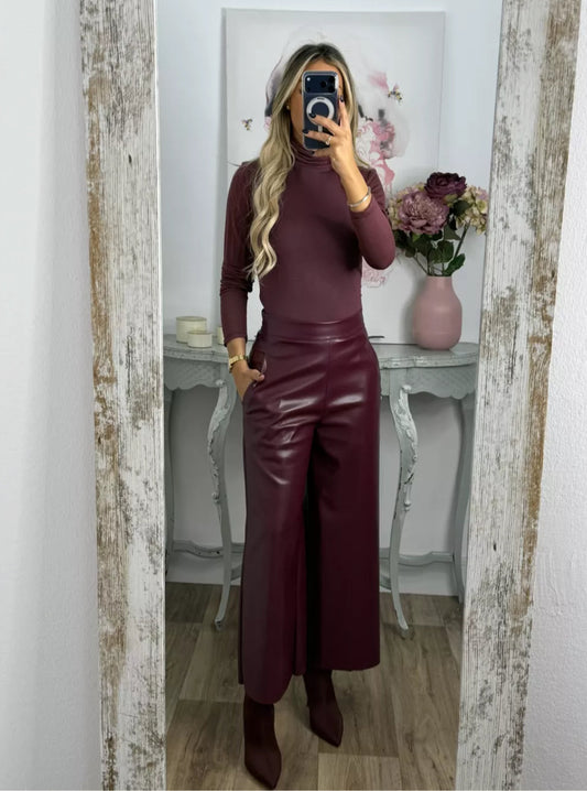 PANTALÓN CULOTTE POLIPIEL BURDEOS