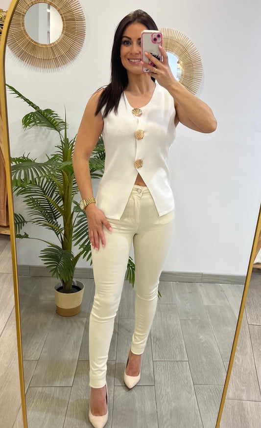 JEANS SKINNY REDUCTOR Y PUSH UP BEIGE