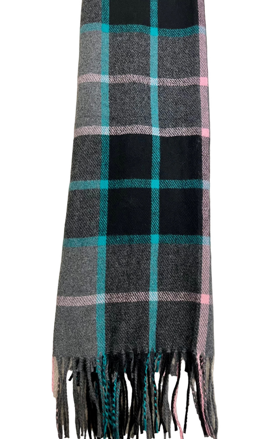 BUFANDA GRIS CUADROS COLOR - Lolitas