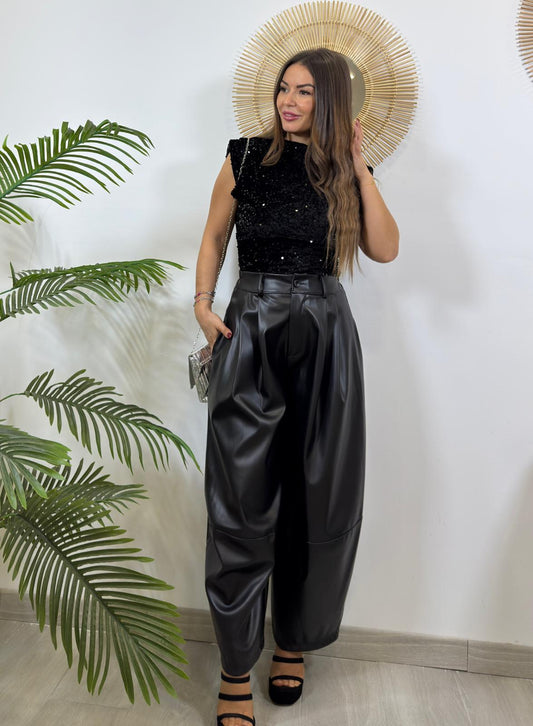 PANTALÓN BALLOON EFECTO PIEL