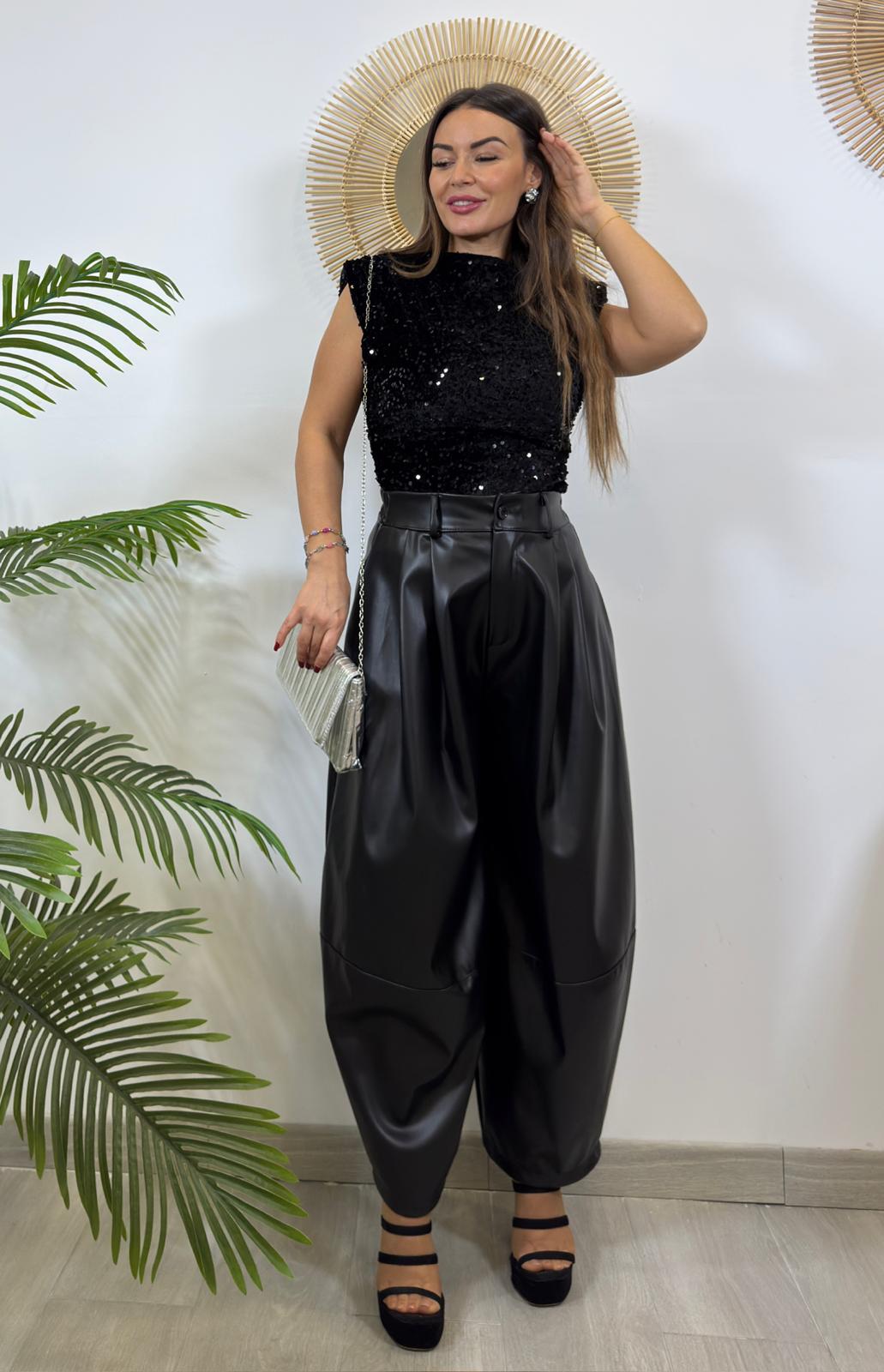 PANTALÓN BALLOON EFECTO PIEL