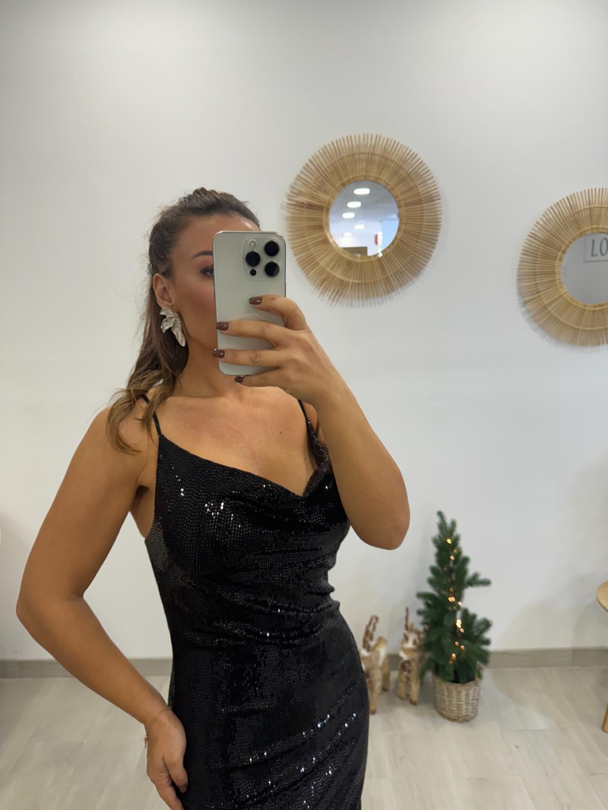 VESTIDO LENTEJUELAS NEGRO