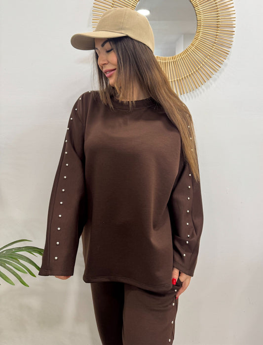 SUDADERA TACHAS MARRÓN