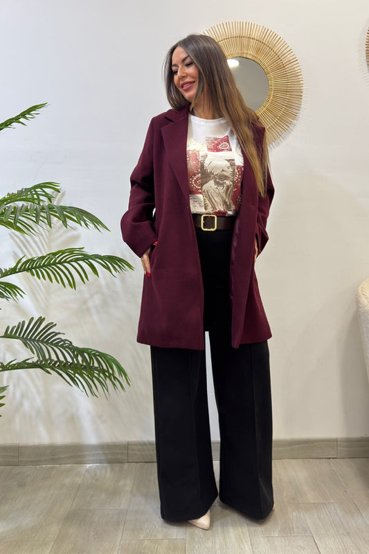 ABRIGO PAÑO BURDEOS