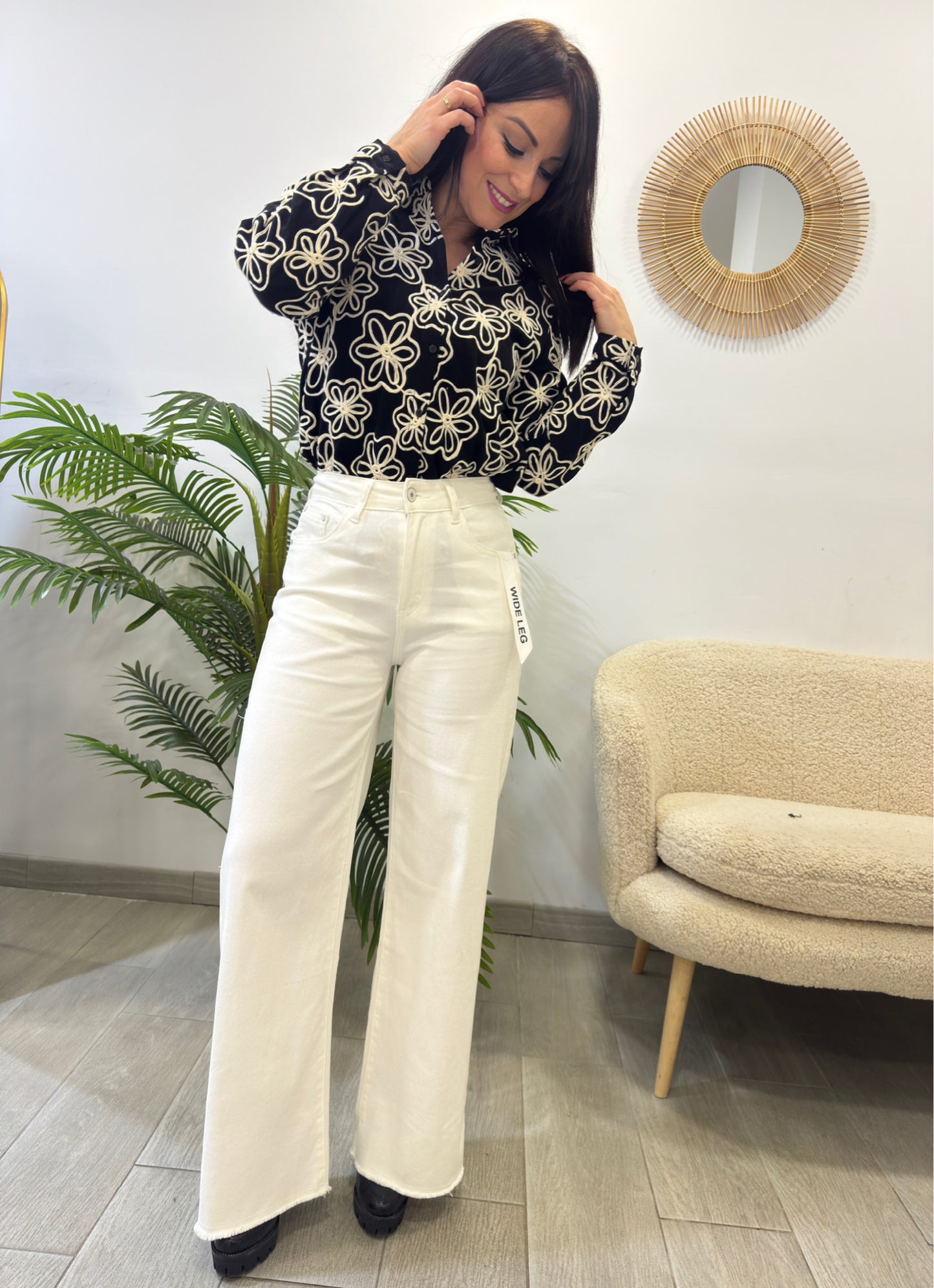 JEANS WIDE LEG BLANCO